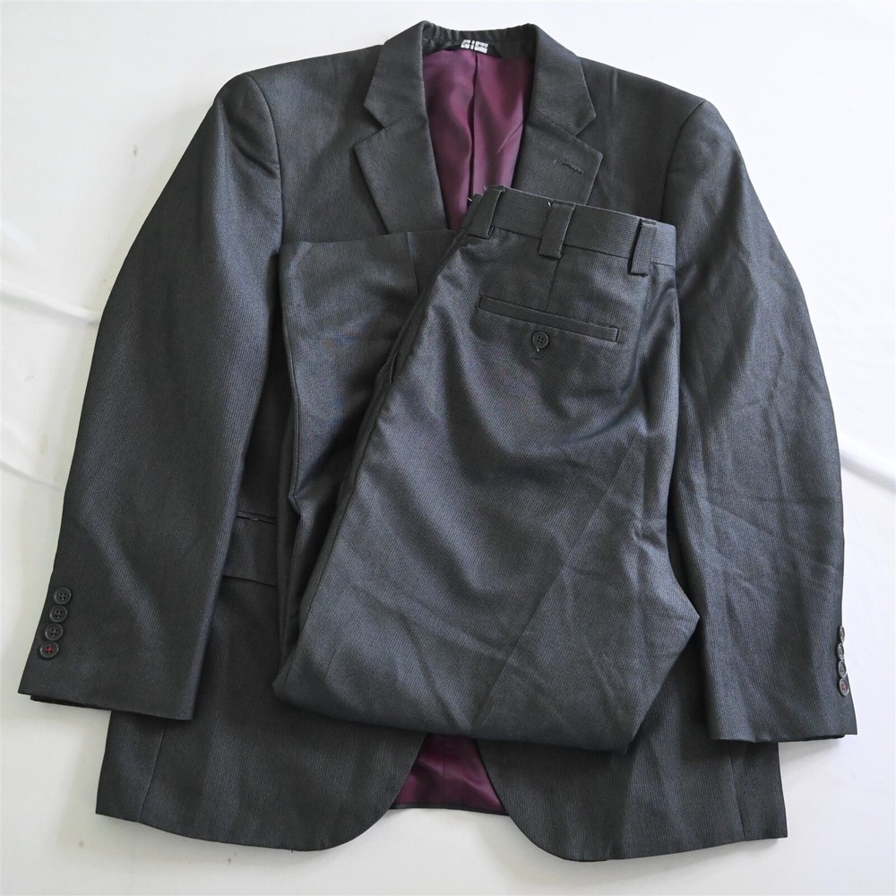 Fubu 40S 33x28 Gray Stripe 3 Piece Mens Vest‎ Jacket Pants Suit